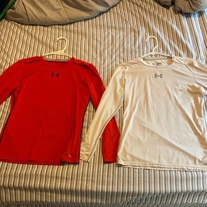 Under Armour Long Sleeves (Red/White YXL)